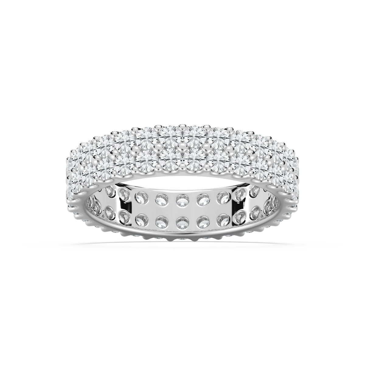 Regina 2 ctw Round LGD Double Row Shared Prong Eternity Band - 14K White Gold