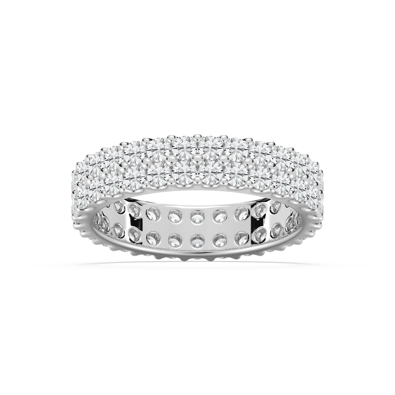 Regina 2 ctw Round LGD Double Row Shared Prong Eternity Band - 14K White Gold