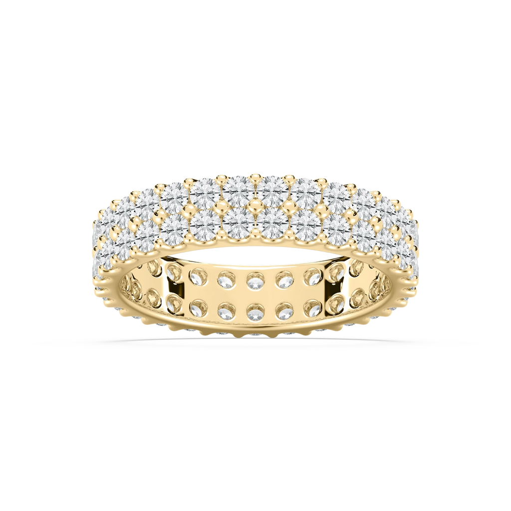 Regina 2 ctw Round LGD Double Row Shared Prong Eternity Band - 14K Yellow Gold