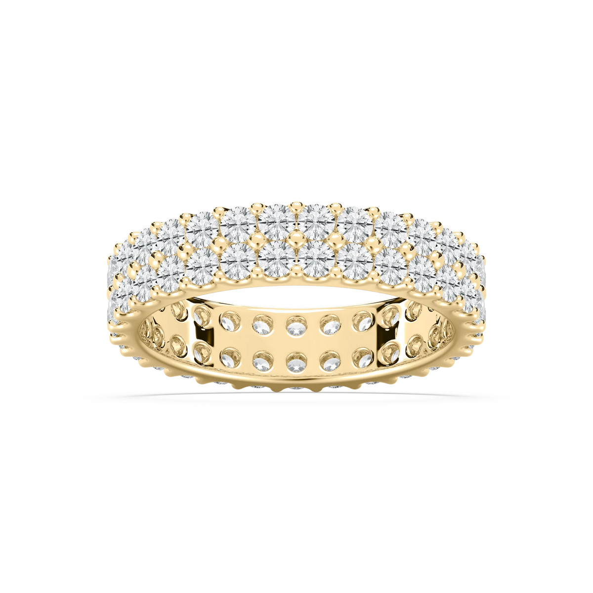 Regina 2 ctw Round LGD Double Row Shared Prong Eternity Band - 14K Yellow Gold