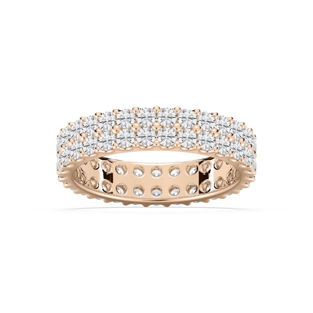 Regina 2 ctw Round LGD Double Row Shared Prong Eternity Band - 14K Rose Gold