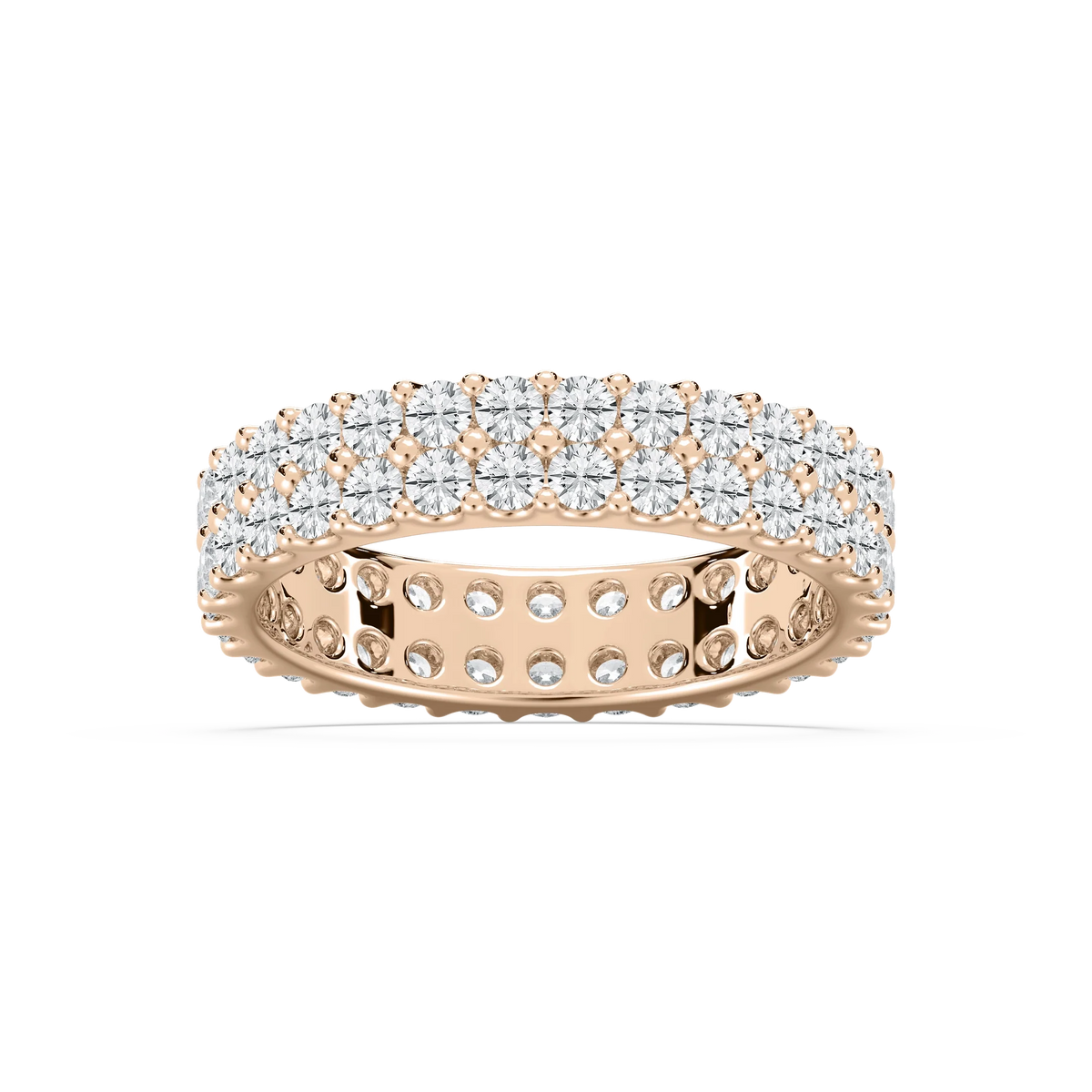 Regina 2 ctw Round LGD Double Row Shared Prong Eternity Band - 14K Rose Gold