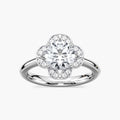 Grace Round LGD Vintage Floral Halo Engagement Ring - 14K White Gold