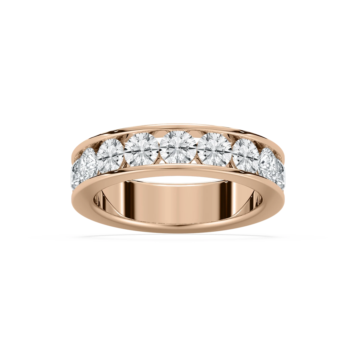 Graeme 2 ¼ ctw Round LGD Seven Stone Channel Anniversary Band - 14K Rose Gold