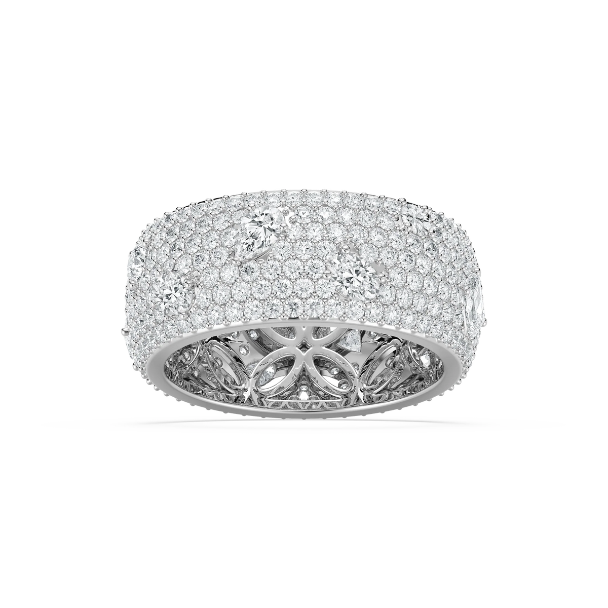 Samantha 3 ⅓ ctw Mixed Shape LGD Grand Pave Dome Eternity Band - 14K White Gold