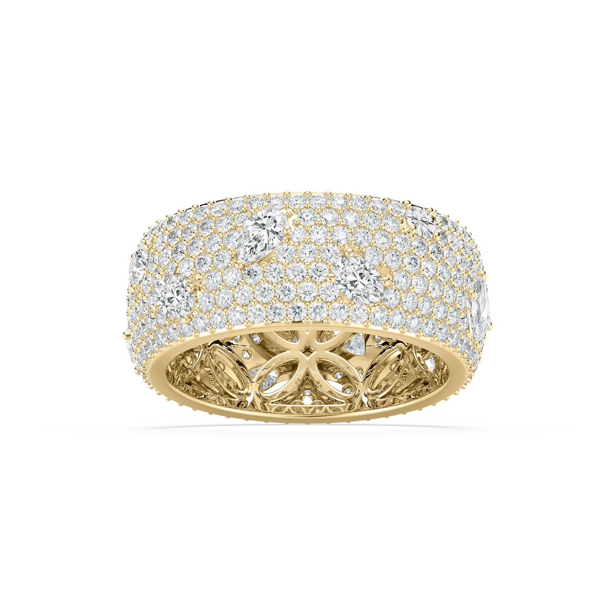 Samantha 3 ⅓ ctw Mixed Shape LGD Grand Pave Dome Eternity Band - 14K Yellow Gold