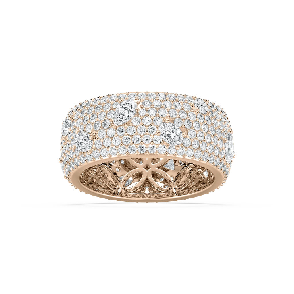Samantha 3 ⅓ ctw Mixed Shape LGD Grand Pave Dome Eternity Band - 14K Rose Gold