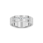 Robbie 1/5 ctw Round LGD 6.10mm Grooved Channel Mens Wedding Band - 14K White Gold