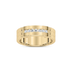 Robbie 1/5 ctw Round LGD 6.10mm Grooved Channel Mens Wedding Band - 14K Yellow Gold
