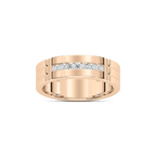 Robbie 1/5 ctw Round LGD 6.10mm Grooved Channel Mens Wedding Band - 14K Rose Gold