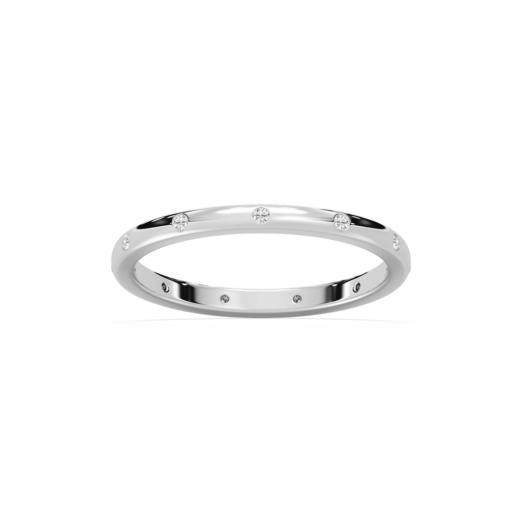 Zaniyah 1/8 ctw Round LGD Burnished Station Eternity Band - 14K White Gold