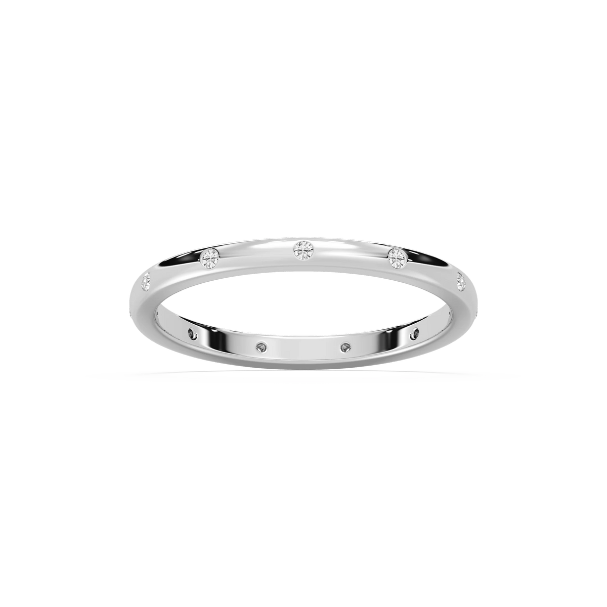 Zaniyah 1/8 ctw Round LGD Burnished Station Eternity Band - 14K White Gold