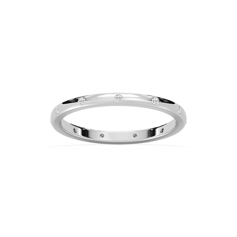 Zaniyah 1/8 ctw Round LGD Burnished Station Eternity Band - 14K White Gold