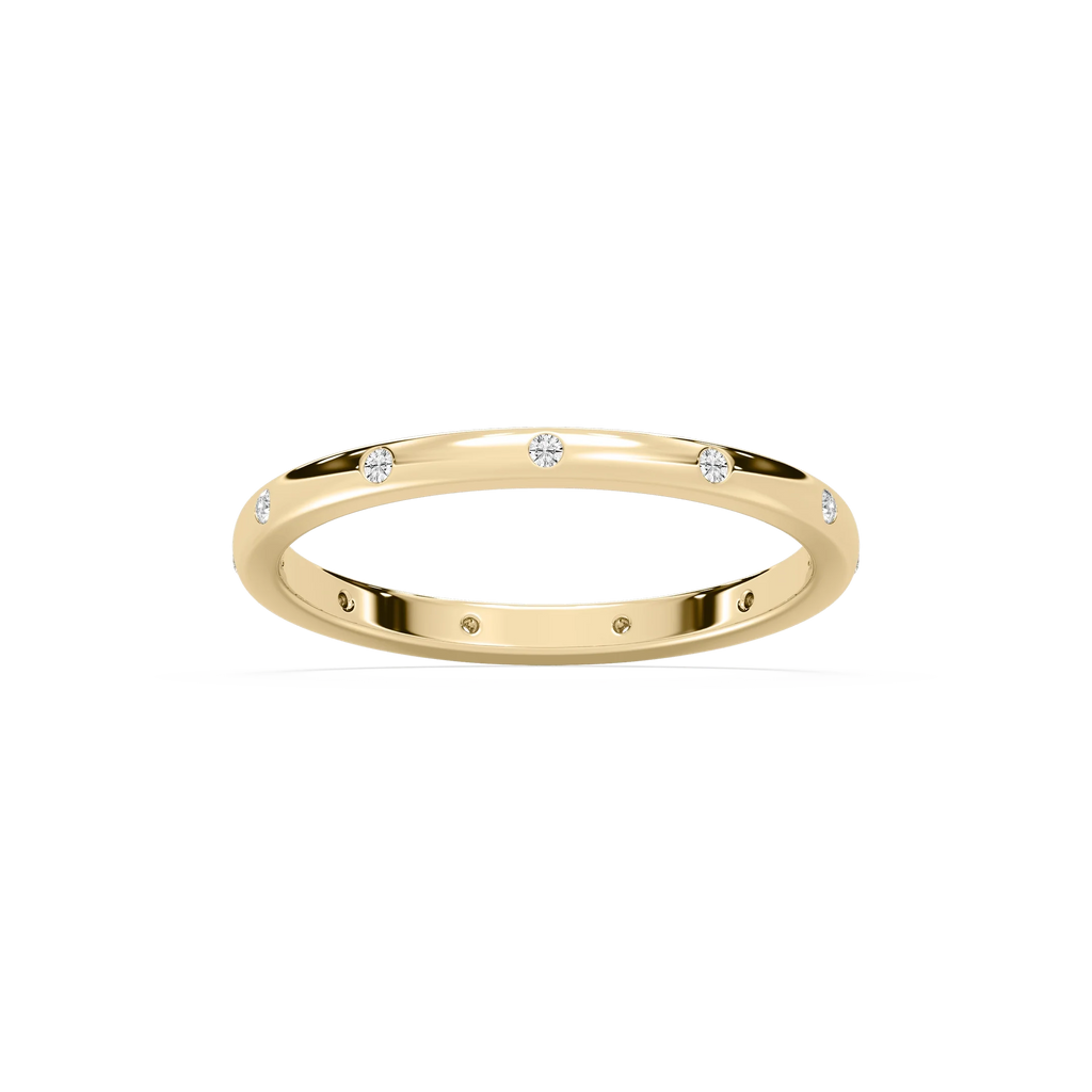 Zaniyah 1/8 ctw Round LGD Burnished Station Eternity Band - 14K Yellow Gold