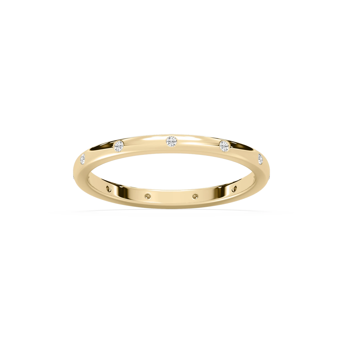 Zaniyah 1/8 ctw Round LGD Burnished Station Eternity Band - 14K Yellow Gold