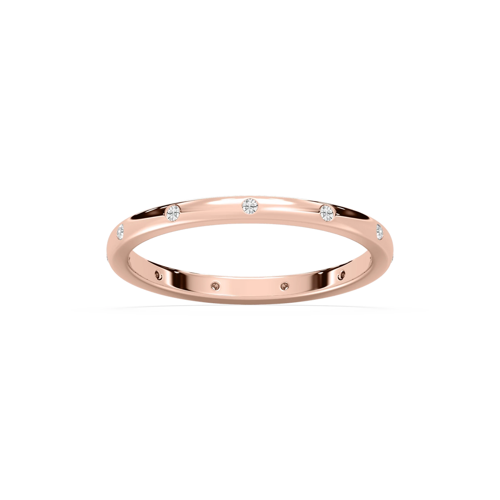 Zaniyah 1/8 ctw Round LGD Burnished Station Eternity Band - 14K Rose Gold