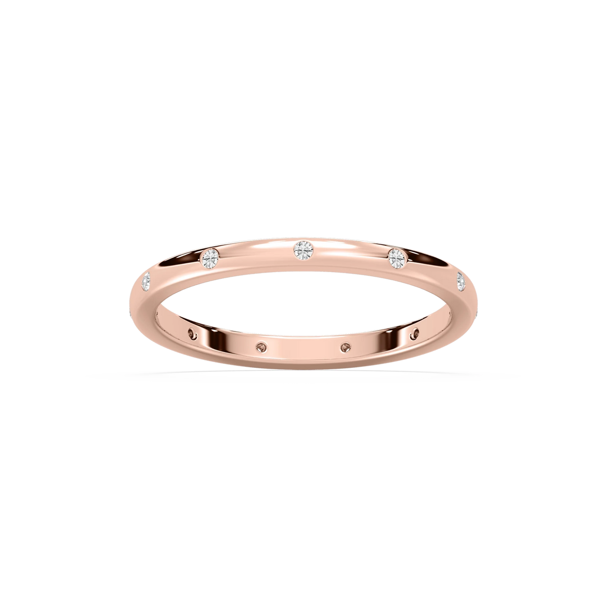 Zaniyah 1/8 ctw Round LGD Burnished Station Eternity Band - 14K Rose Gold