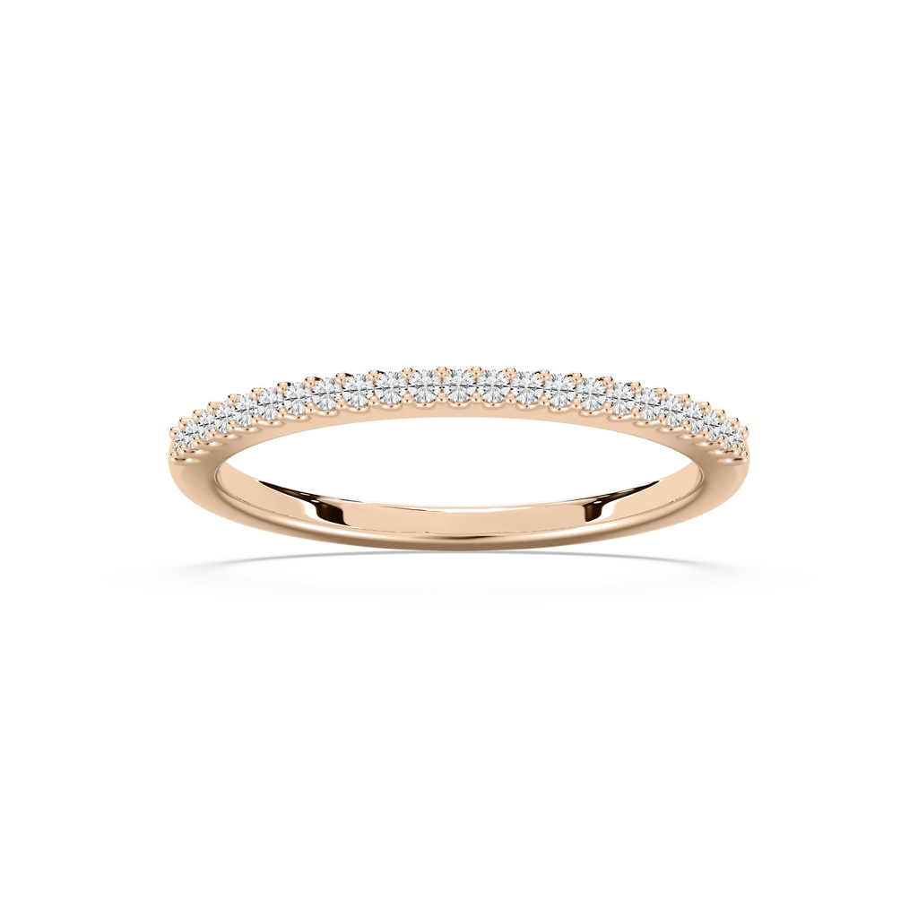 Hailey 1/8 ctw Round LGD Shared Prong Stackable Band - 14K Rose Gold