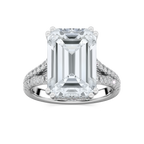 Hallie 10 ¾ ctw Emerald LGD Split Shank Side Stone Engagement Ring - Signature Collection - 14K White Gold