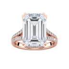 Hallie 10 ¾ ctw Emerald LGD Split Shank Side Stone Engagement Ring - Signature Collection - 14K Rose Gold