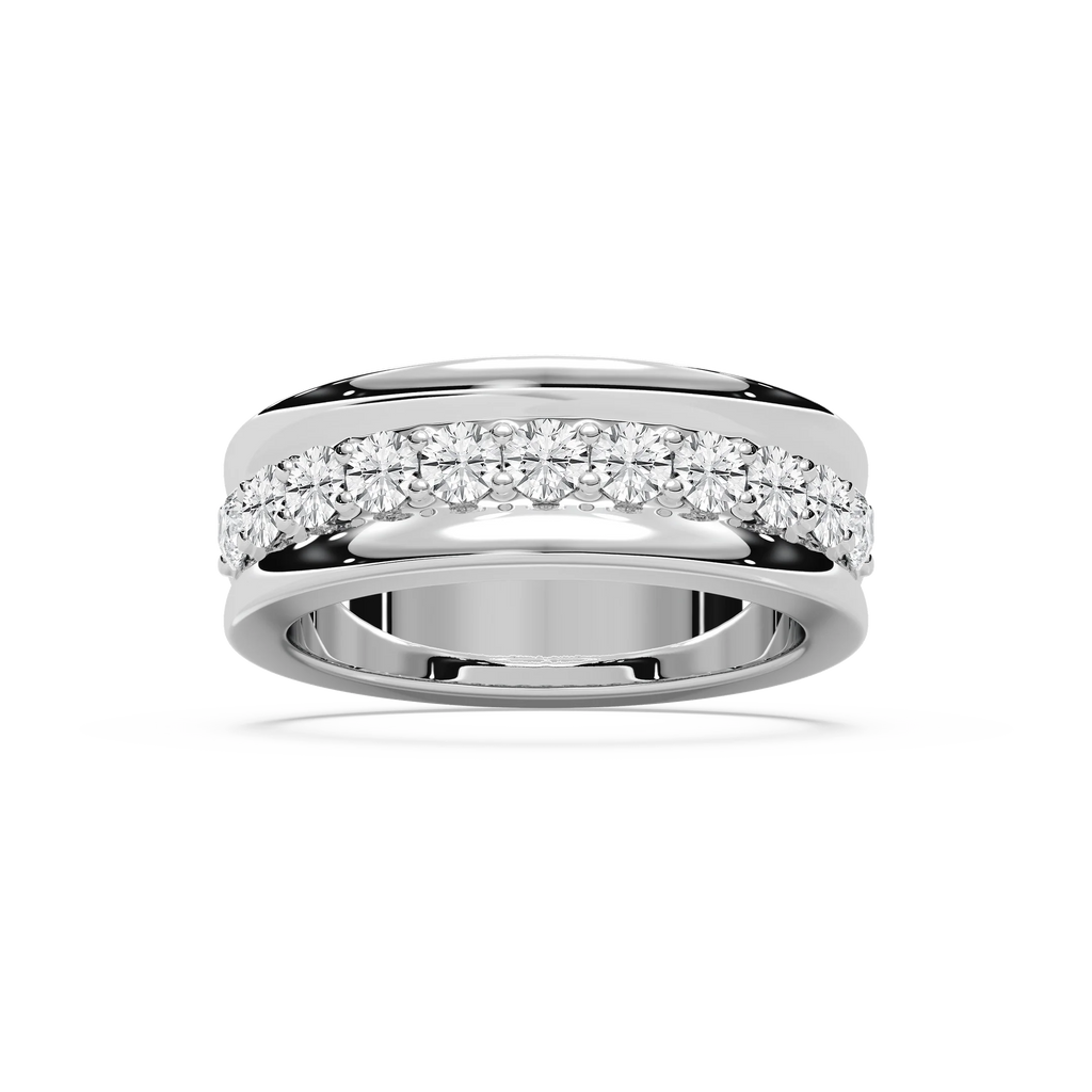 Jocelyn 7/8 ctw Round LGD Surface Prong Anniversary Band - 14K White Gold