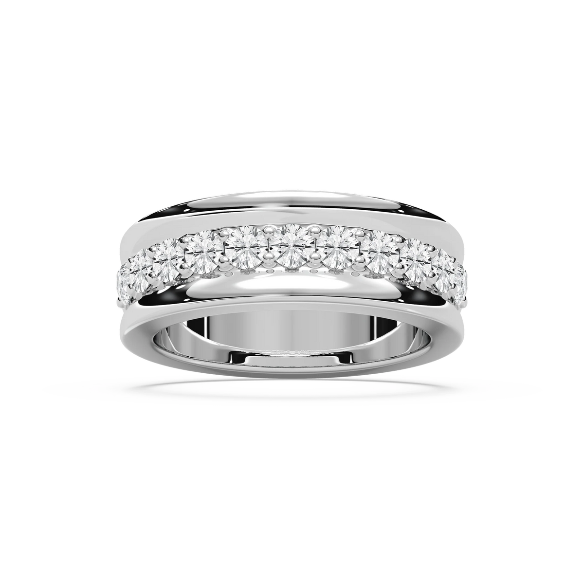 Jocelyn 7/8 ctw Round LGD Surface Prong Anniversary Band - 14K White Gold
