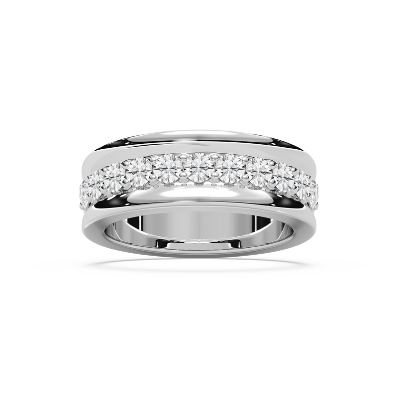 Jocelyn 7/8 ctw Round LGD Surface Prong Anniversary Band - 14K White Gold