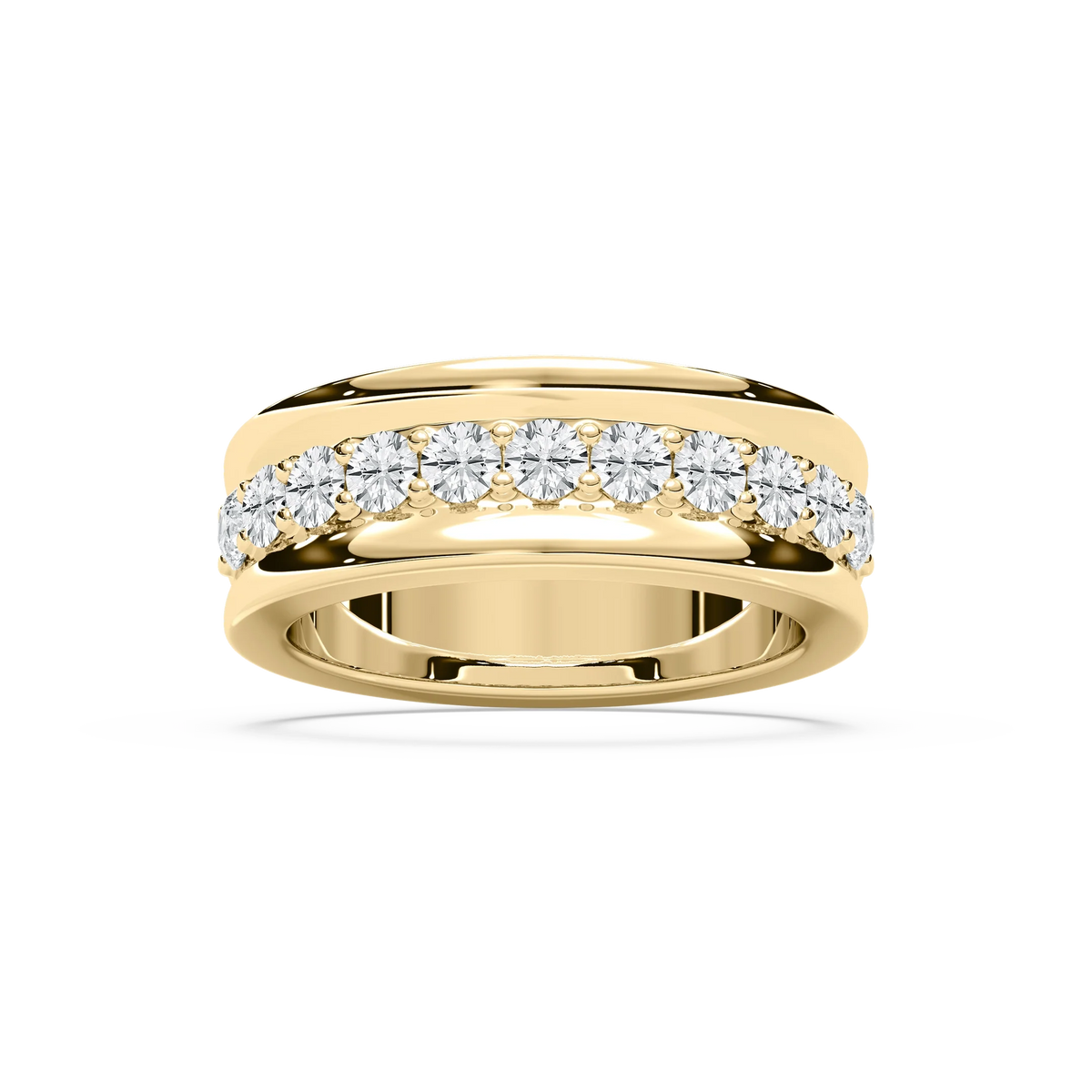 Jocelyn 7/8 ctw Round LGD Surface Prong Anniversary Band - 14K Yellow Gold