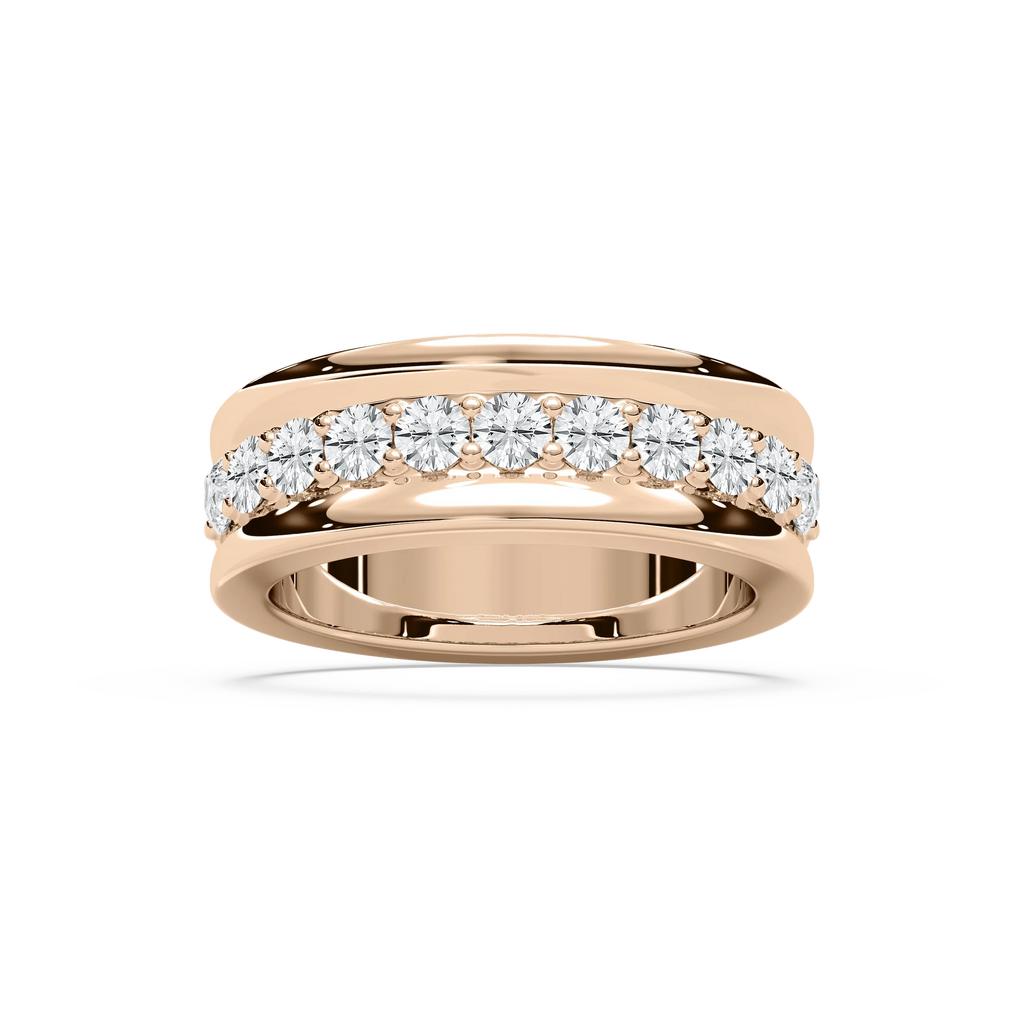Jocelyn 7/8 ctw Round LGD Surface Prong Anniversary Band - 14K Rose Gold