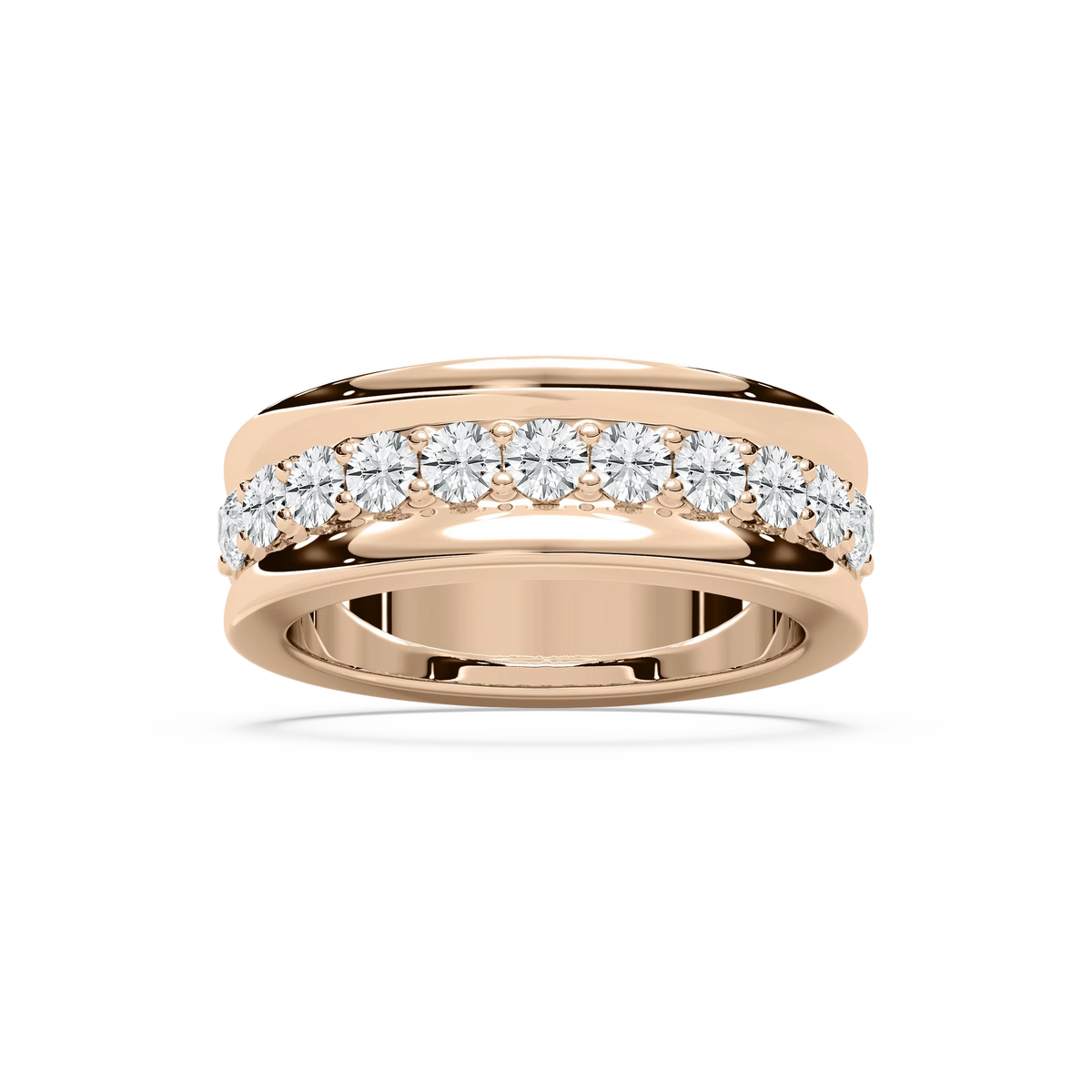 Jocelyn 7/8 ctw Round LGD Surface Prong Anniversary Band - 14K Rose Gold