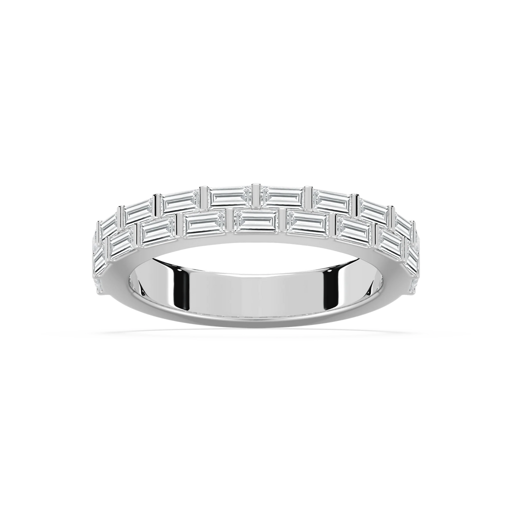 Haven 1 ctw Baguette LGD Double Row Wedding Band - 14K White Gold