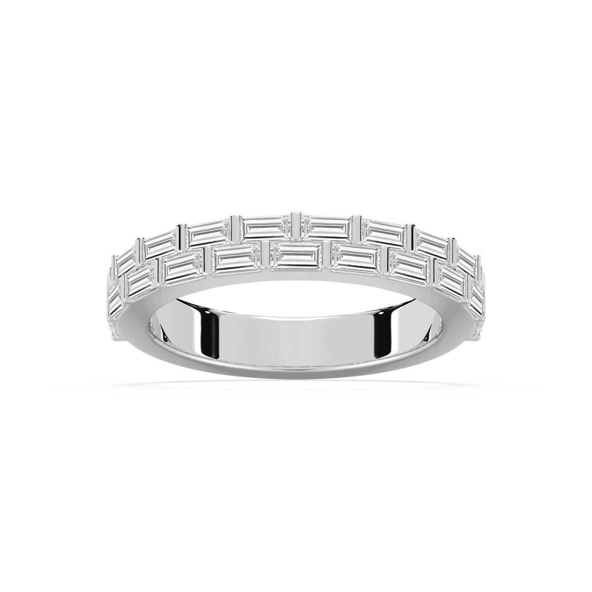 Haven 1 ctw Baguette LGD Double Row Wedding Band - 14K White Gold