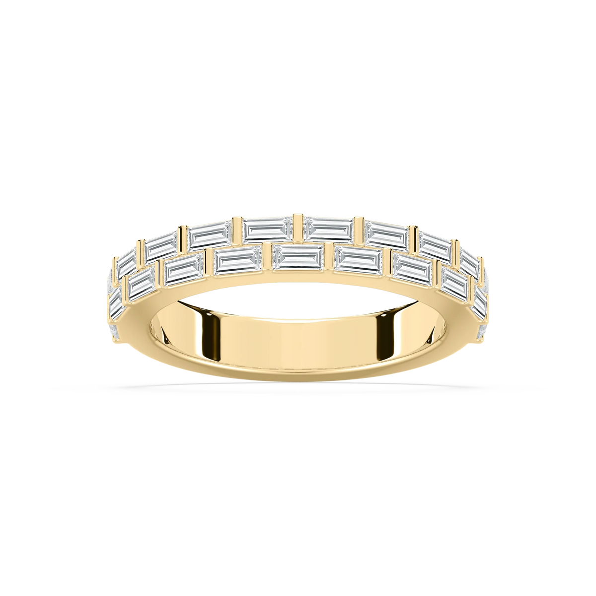 Haven 1 ctw Baguette LGD Double Row Wedding Band - 14K Yellow Gold