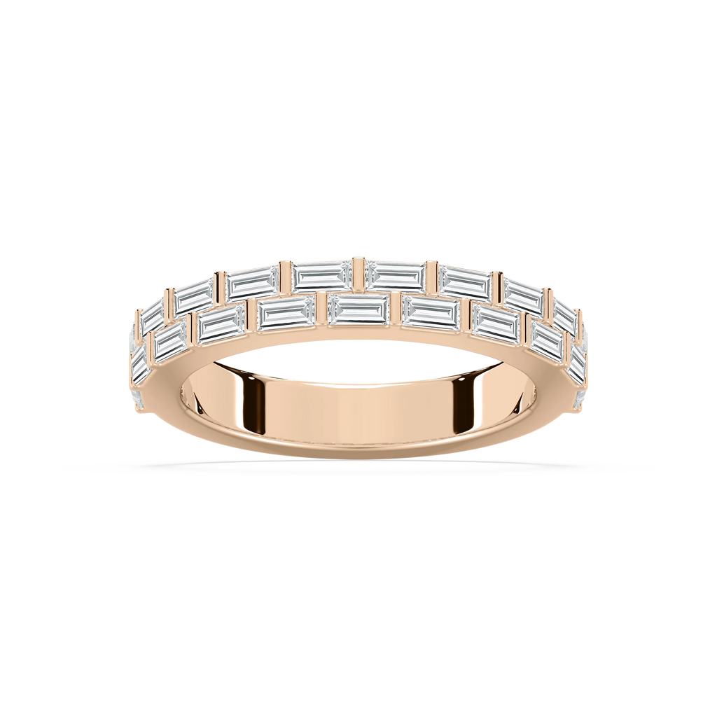 Haven 1 ctw Baguette LGD Double Row Wedding Band - 14K Rose Gold