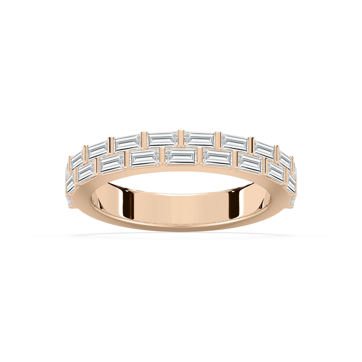 Haven 1 ctw Baguette LGD Double Row Wedding Band - 14K Rose Gold