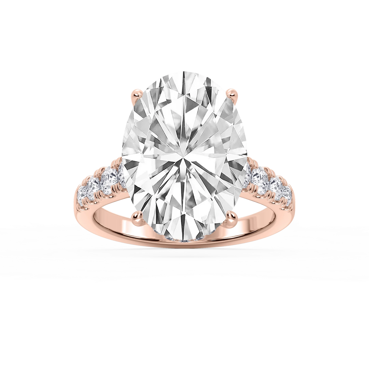 Hayley 10 ⁷⁄₈ ctw Oval LGD Pave Hidden Halo Engagement Ring - Signature Collection - 14K Rose Gold