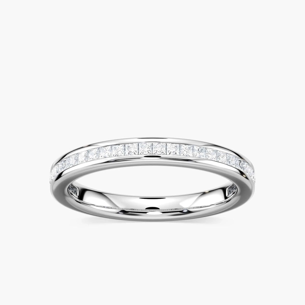 Hazel 1/2 ctw Princess LGD Channel Set Wedding Band - 18K White Gold