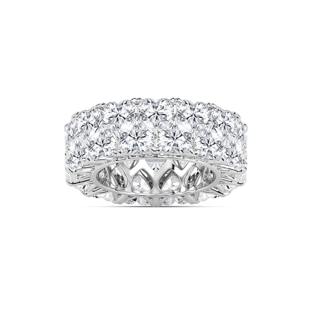 April 11 ⅕ ctw Heart LGD Double Row V Prong Eternity Band - 14K White Gold
