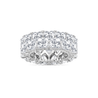 April 11 ⅕ ctw Heart LGD Double Row V Prong Eternity Band - 14K White Gold