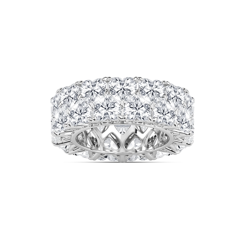April 11 ⅕ ctw Heart LGD Double Row V Prong Eternity Band - 14K White Gold