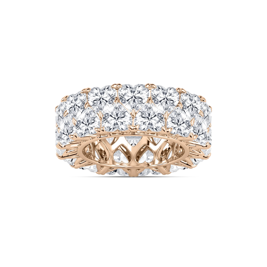 April 11 ⅕ ctw Heart LGD Double Row V Prong Eternity Band - 14K Rose Gold