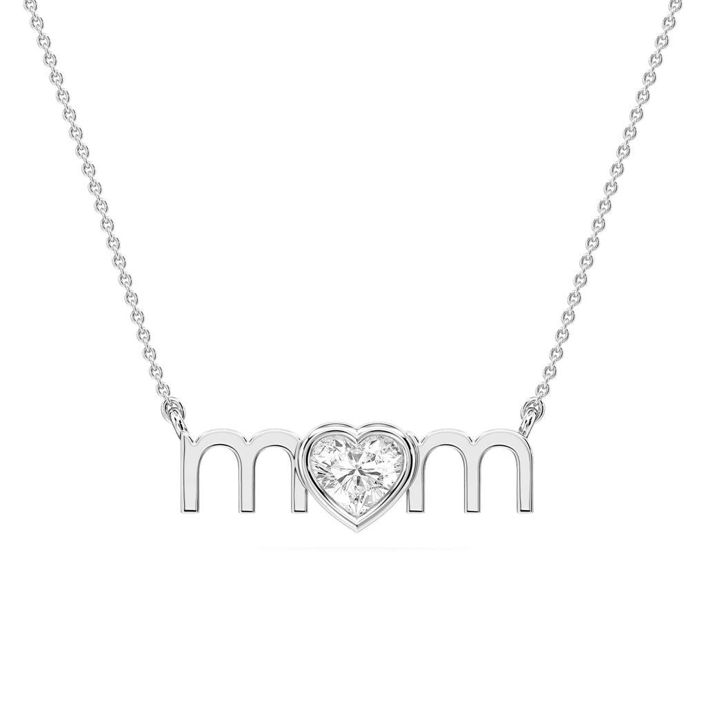 Heart LGD Bezel Mom Pendant - 16 to 18 Inches