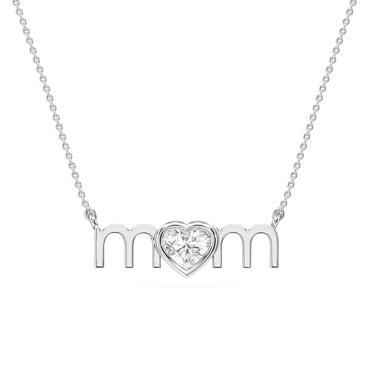 Heart LGD Bezel Mom Pendant - 16 to 18 Inches