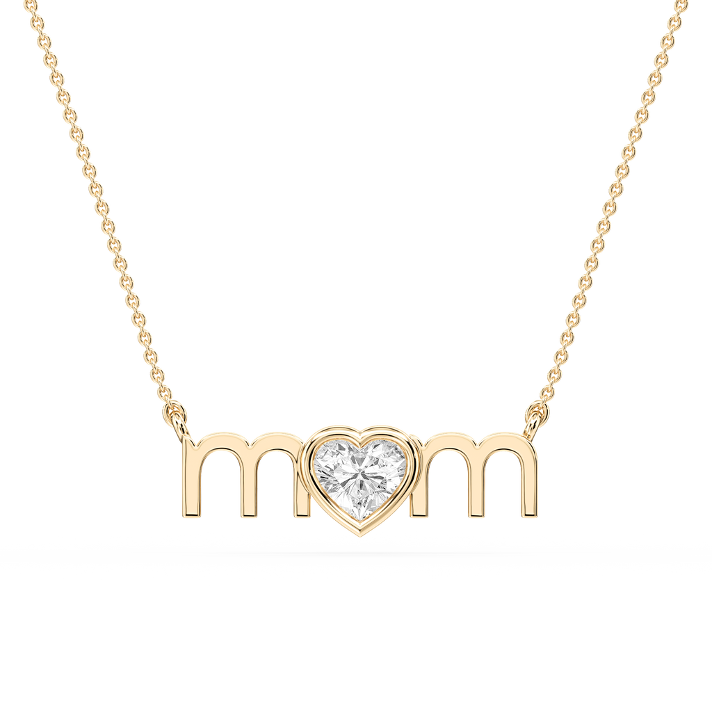 Heart LGD Bezel Mom Pendant - 16 to 18 Inches