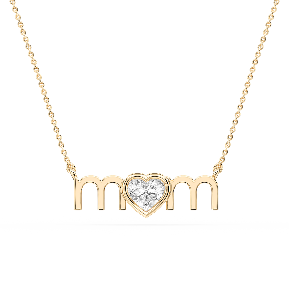 Heart LGD Bezel Mom Pendant - 16 to 18 Inches