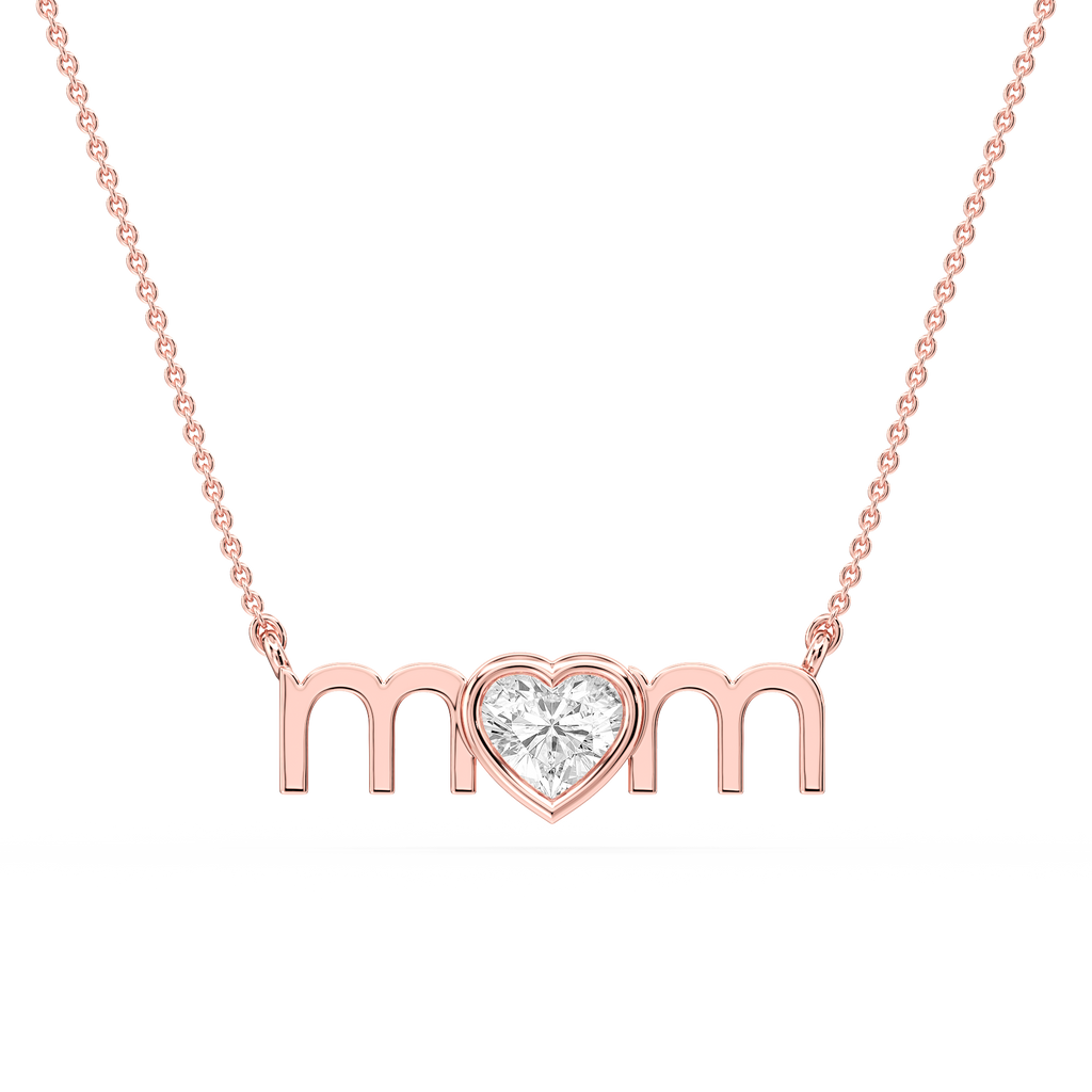 Heart LGD Bezel Mom Pendant - 16 to 18 Inches