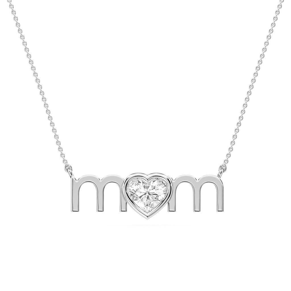Heart LGD Bezel Mom Pendant - 16 to 18 Inches