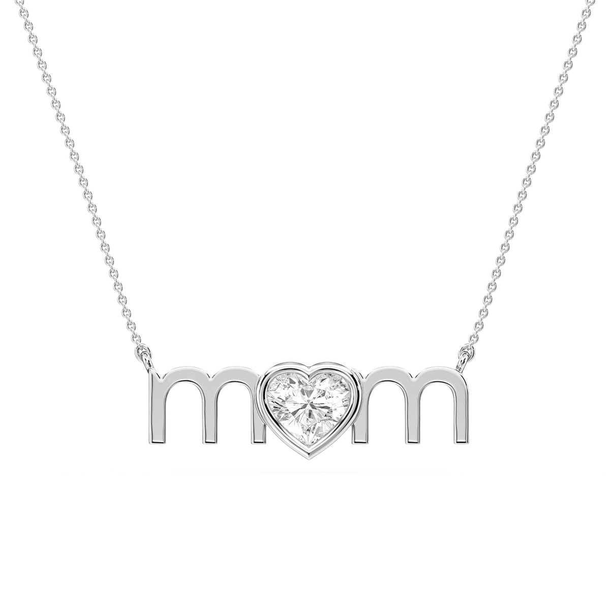 Heart LGD Bezel Mom Pendant - 16 to 18 Inches