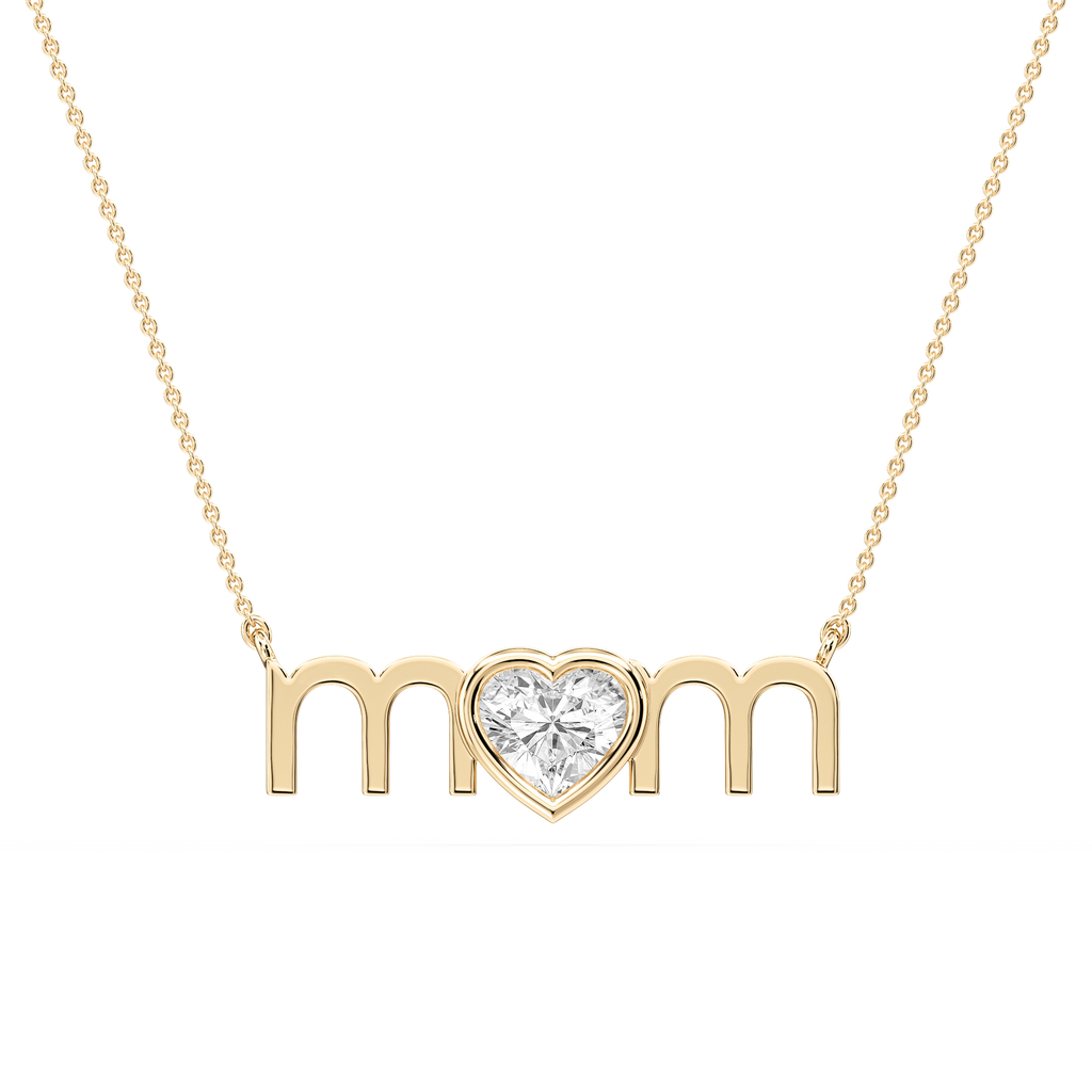 Heart LGD Bezel Mom Pendant - 16 to 18 Inches