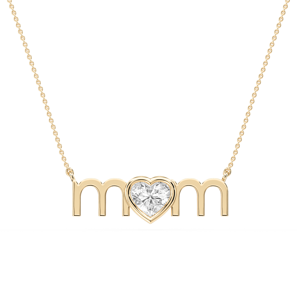 Heart LGD Bezel Mom Pendant - 16 to 18 Inches